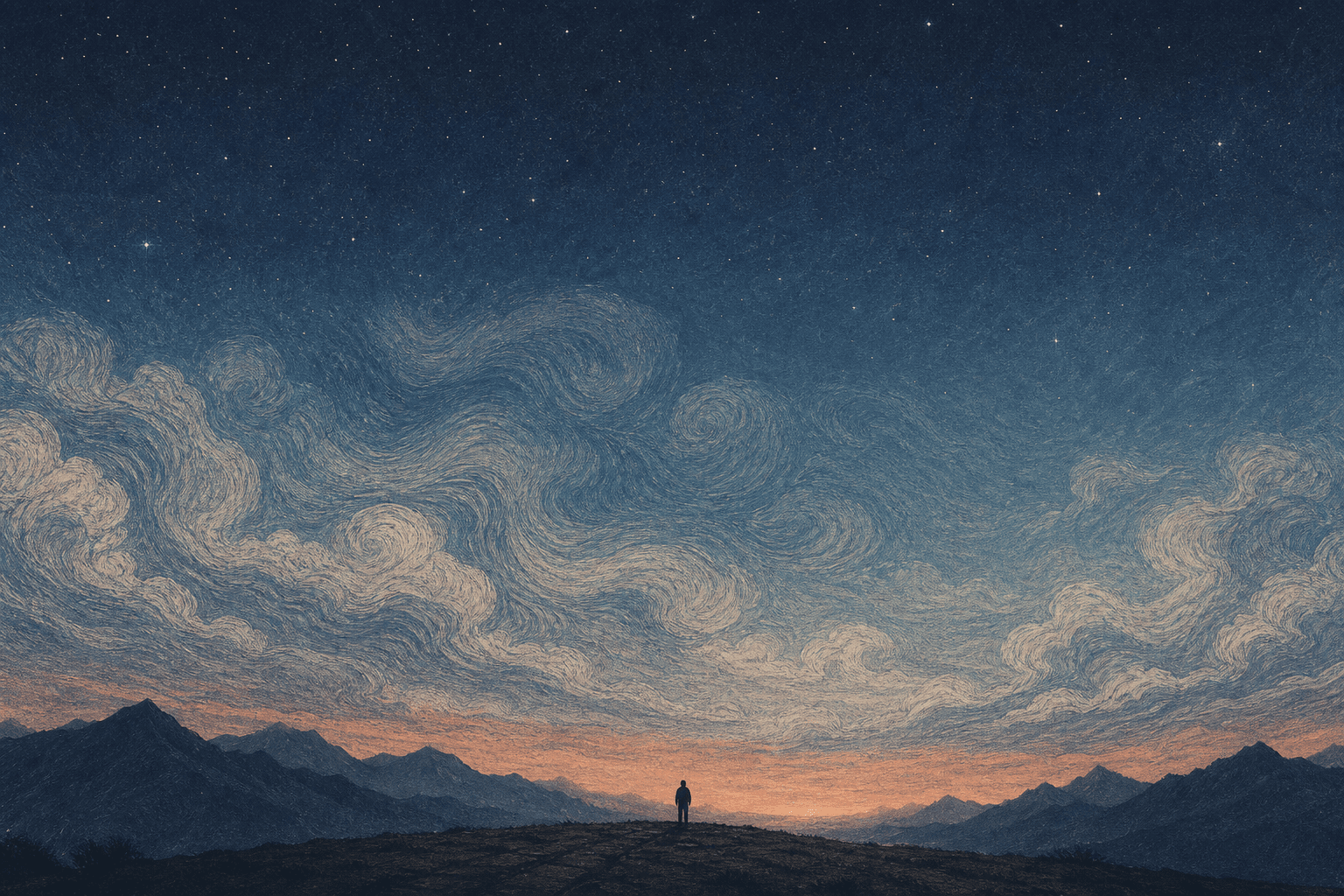 夢境夜空與雲海意象