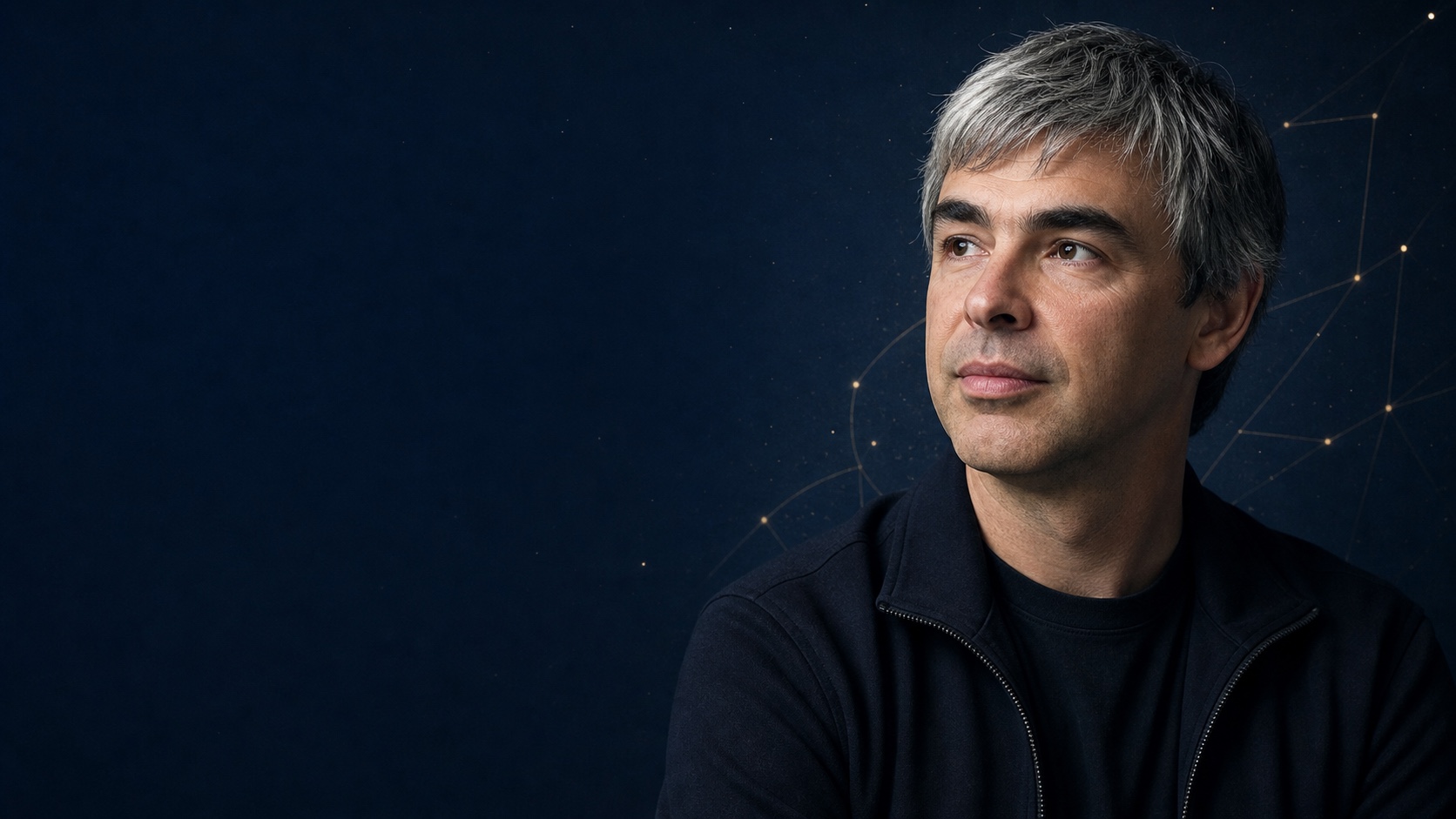 Larry Page 深藍色調人物圖